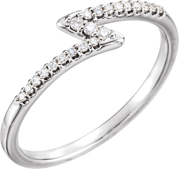 14K Gold Round Natural Diamond Stackable Ring – 1.3mm Stones - White Gold