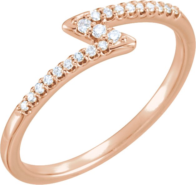 14K Gold Round Natural Diamond Stackable Ring – 1.3mm Stones - Rose Gold