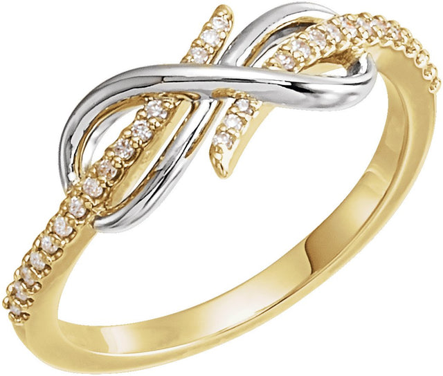 14K Gold Round Natural Diamond Infinity-Inspired Ring IV - Two-Tone
