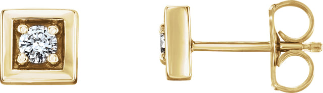 14K Gold Round Natural Diamond Accented Earrings – 2.5mm Stones - Yellow Gold