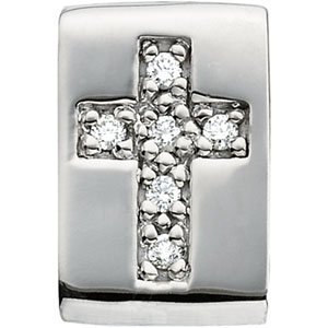 14K Gold Round Natural Diamond Cross Slide Pendant