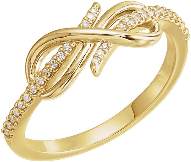 14K Gold Round Natural Diamond Infinity-Inspired Ring IV - Yellow Gold