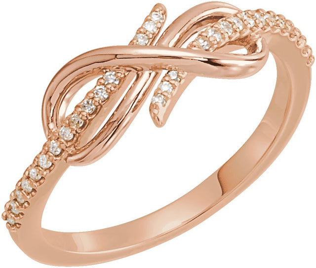 14K Gold Round Natural Diamond Infinity-Inspired Ring IV - Rose Gold