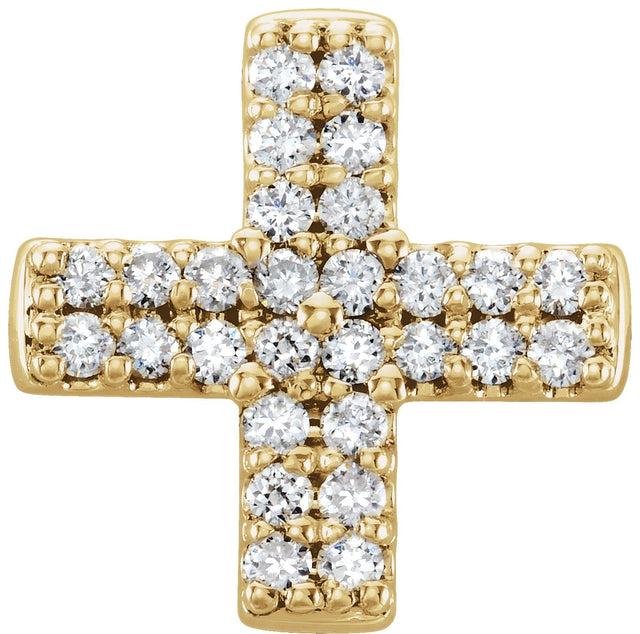 14K Gold Round Natural Diamond Cross Necklace or Pendant – 0.07 CTW - Yellow Gold