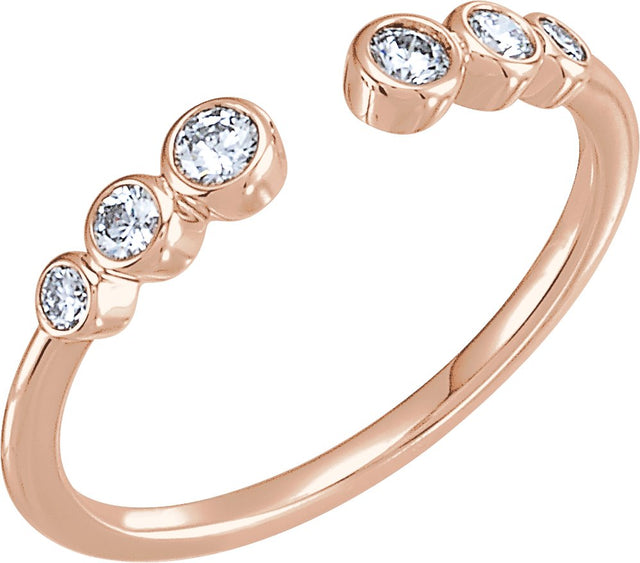 14K Gold Round Natural Diamond Accented Negative Space Ring - Rose Gold