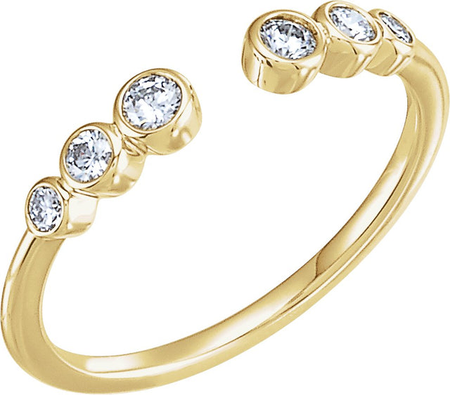 14K Gold Round Natural Diamond Accented Negative Space Ring - Yellow Gold