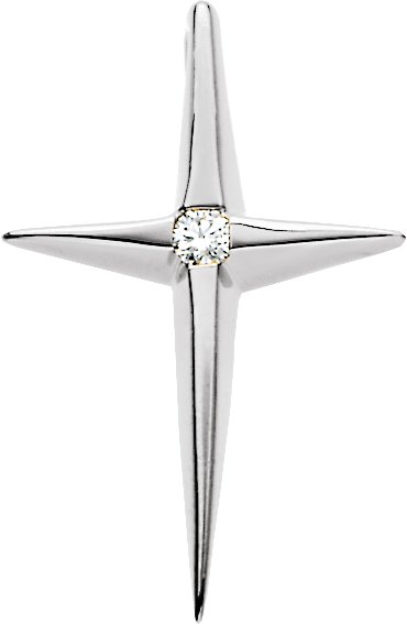 Platinum Round Natural Diamond Solitaire Cross Pendant