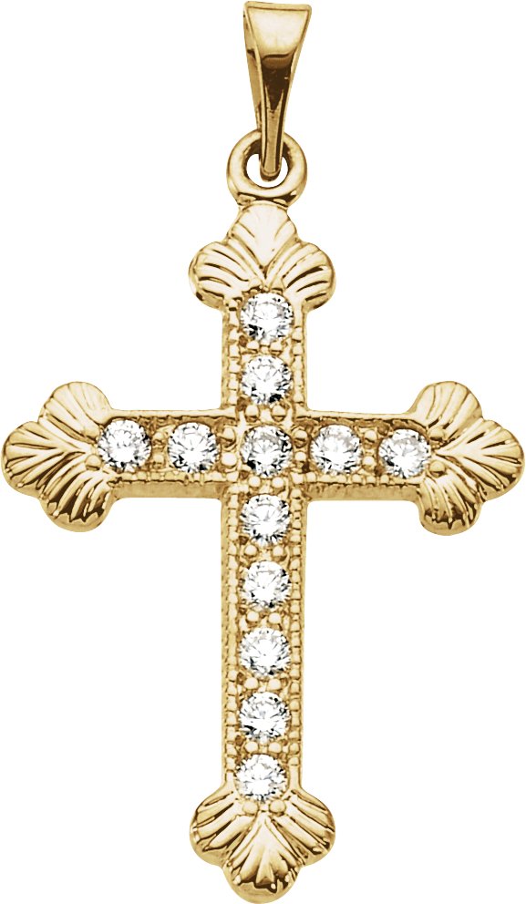 14K Gold Accented Cross Pendant - Yellow Gold