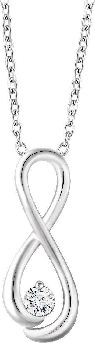 14K Gold Round Natural Diamond Solitaire Infinity-Inspired Necklace - White Gold