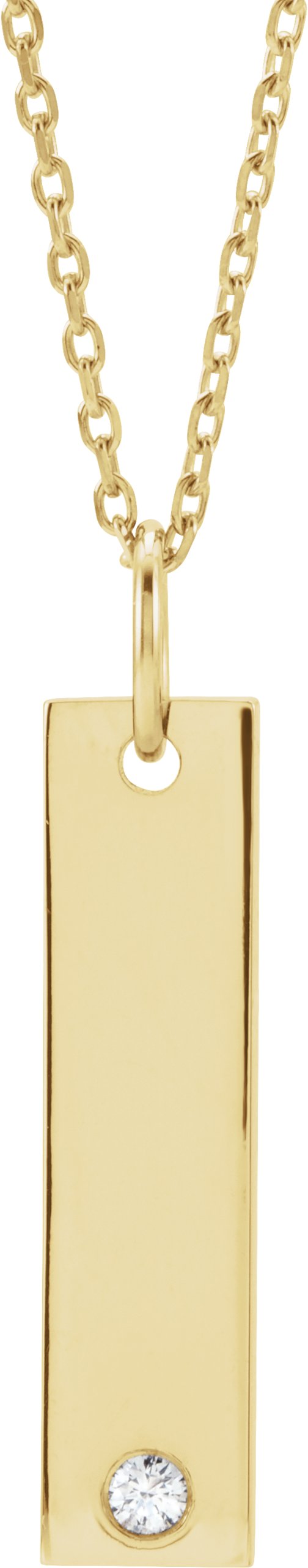 14K Gold Engravable Bar Necklace or Pendant - Yellow Gold