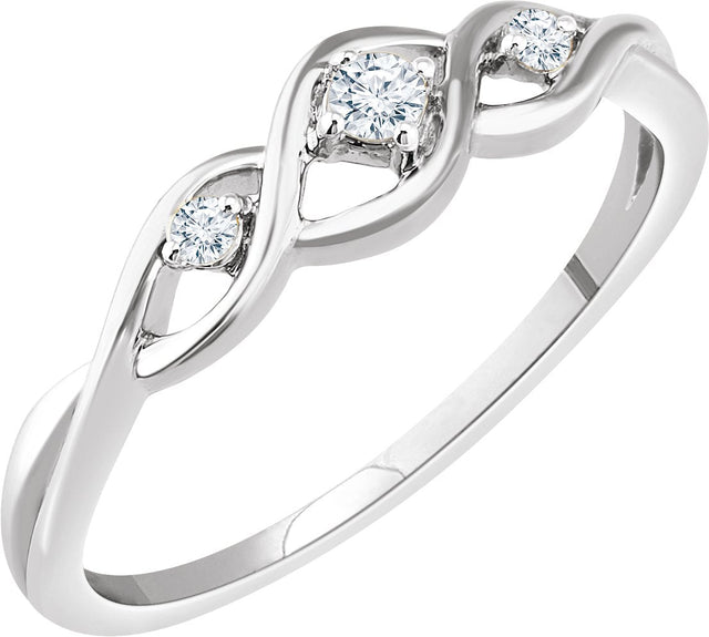 14K Gold Round Natural Diamond Freeform Ring – 2.2mm Stones - White Gold