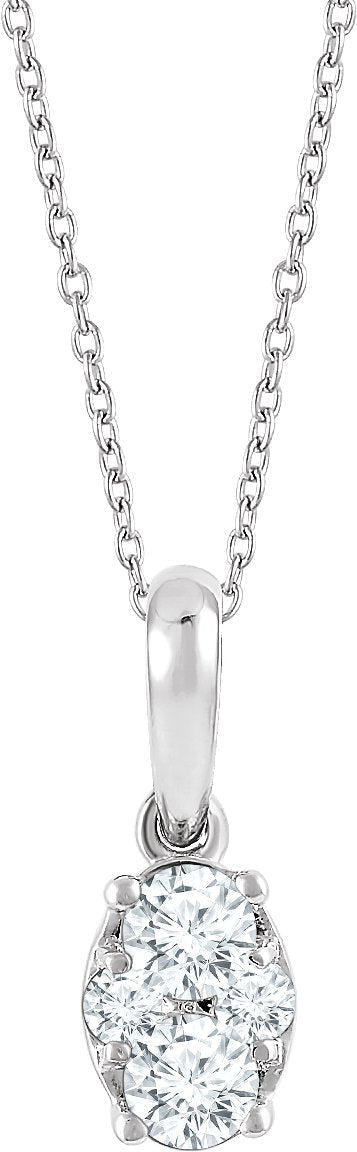 14K Gold Round Natural Diamond Cluster Necklace – 3.3mm Stones