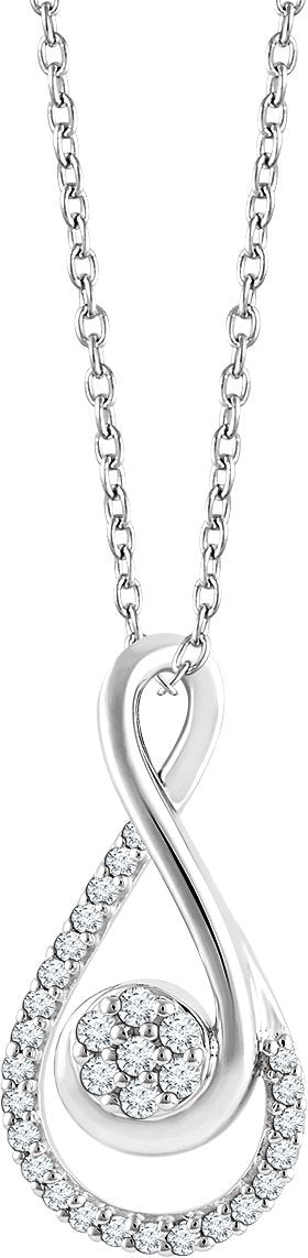 14K Gold Round Natural Diamond Accented Freeform Necklace