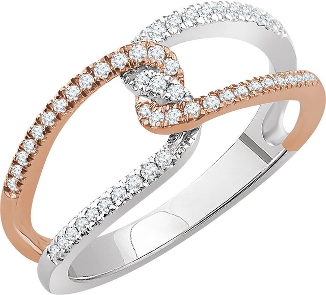 14K Gold Round Natural Diamond Interlocking Ring III