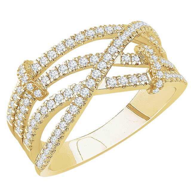 14K Gold Round Natural Diamond Accented Ring V