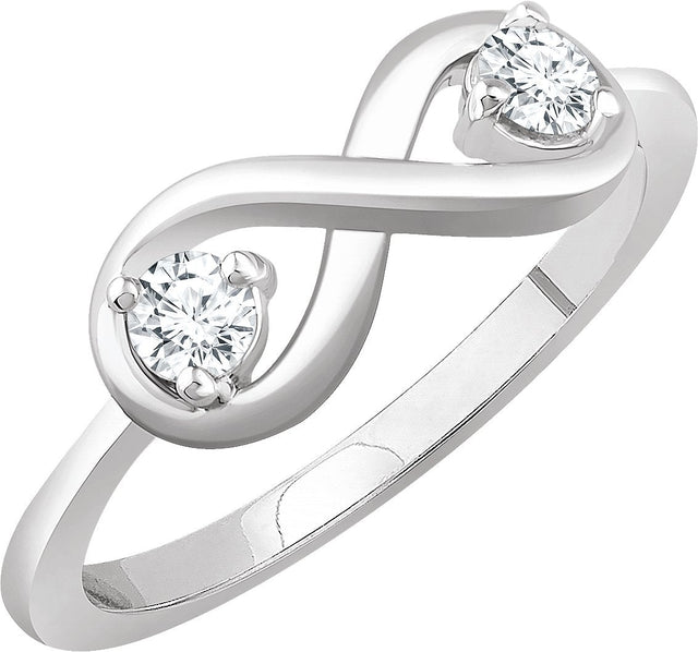 14K Gold Round Natural Diamond Infinity-Inspired Ring – 3.5mm Stones