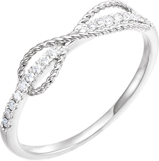14K Gold Round Natural Diamond Accented Infinity-Inspired Ring III - White Gold