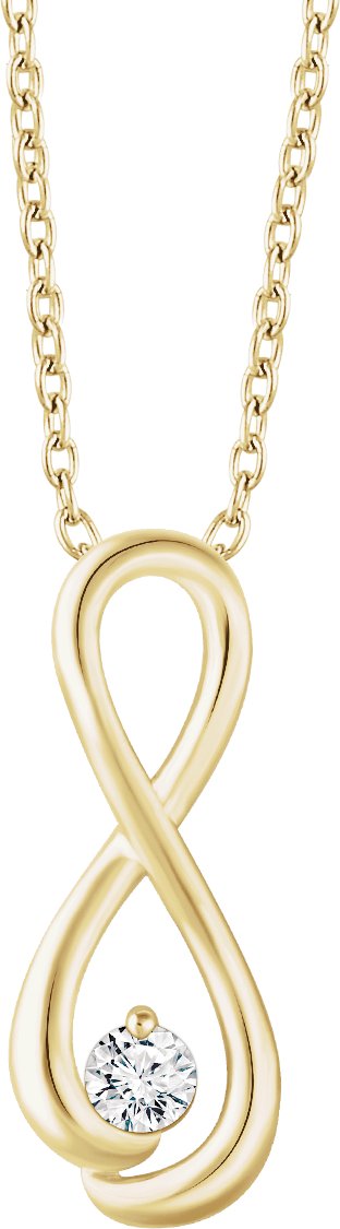 14K Gold Round Natural Diamond Solitaire Infinity-Inspired Necklace - Yellow Gold