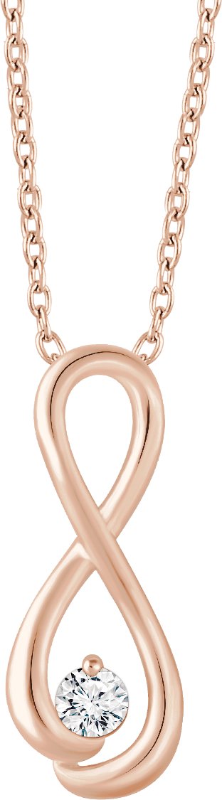 14K Gold Round Natural Diamond Solitaire Infinity-Inspired Necklace - Rose Gold