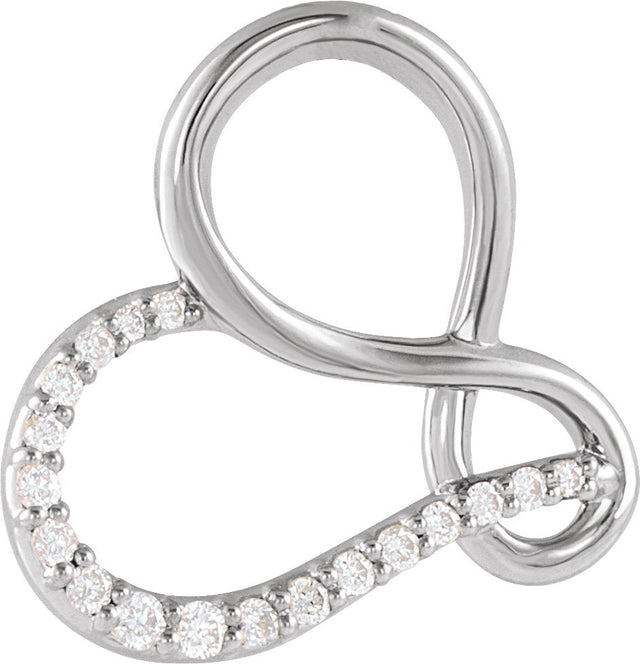14K Gold Round Natural Diamond Infinity-Inspired Heart Pendant - White Gold