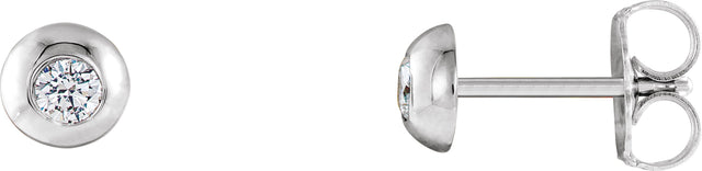 Platinum Natural Diamond Round Bezel-Set Stud Earrings – 2.5-3.5mm Stones