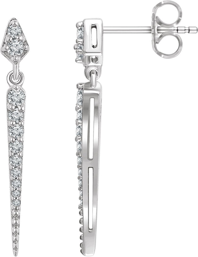 14K Gold Round Natural Diamond Spike Earrings