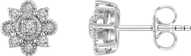 14K Gold Natural Diamond Vintage-Inspired Earrings
