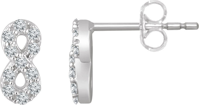 14K Gold Round Natural Diamond Infinity Earrings - White Gold
