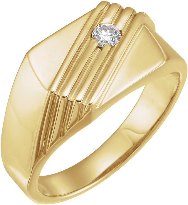 14K Gold Round Natural Diamond Solitaire Ring – 3.2mm Stones
