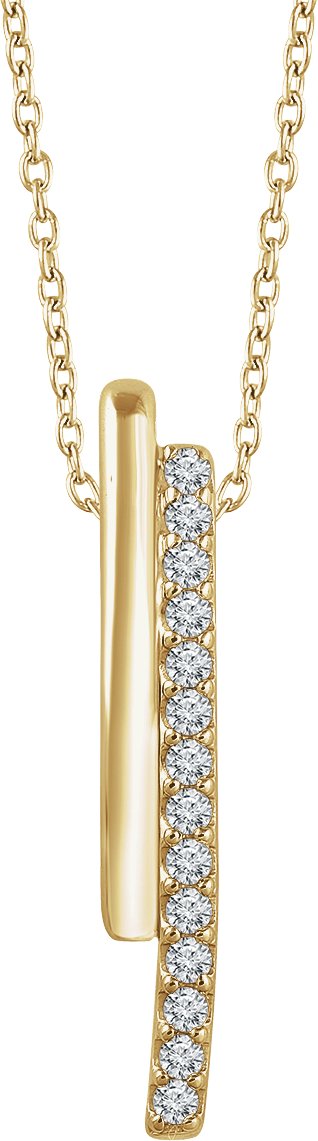 14K Gold Round Natural Diamond Bar Necklace – 1/5 CTW - Yellow Gold