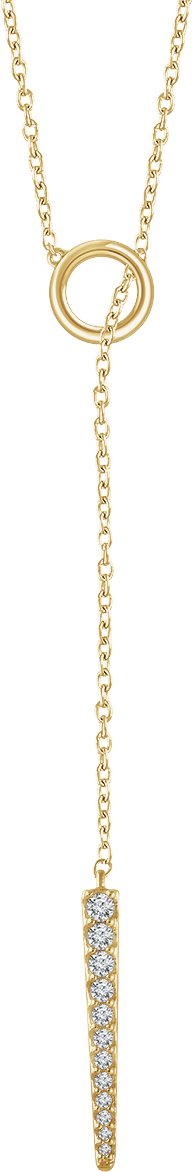 14K Gold Round Natural Diamond Circle & Bar Y Necklace - Yellow Gold