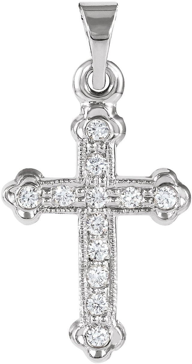 14K Gold Cross Pendant – 16x11.5mm - White Gold