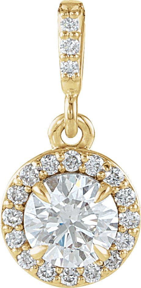 14K Gold Round Natural Diamond Halo-Style Pendant – up to 9/10 CTW - Yellow Gold