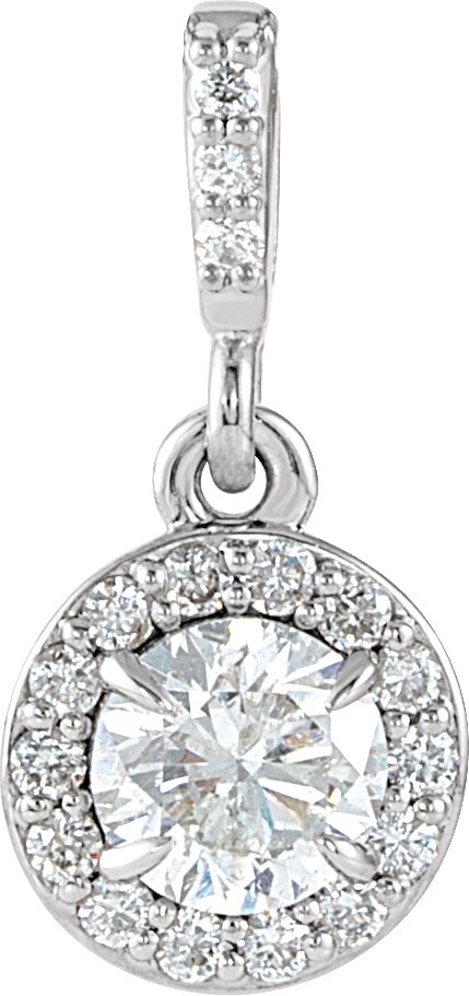 14K Gold Round Natural Diamond Halo-Style Pendant – up to 9/10 CTW - White Gold