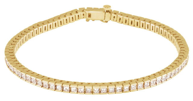 14K Gold Square Natural Diamond Line Bracelet – 2x2mm - Yellow Gold