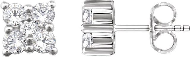14K Gold Round Natural Diamond Cluster Earrings – 2.4mm Stones