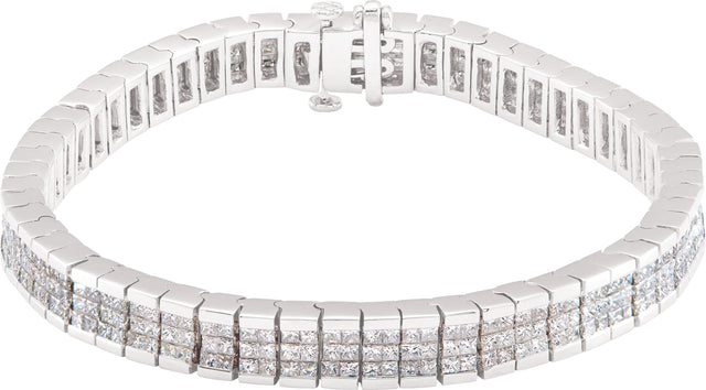 14K Gold Square Natural Diamond Line Bracelet