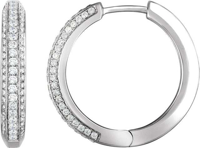 14K Gold Round Natural Diamond Accented Hoop Earrings IV