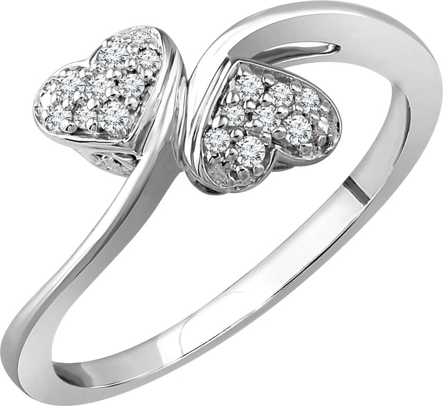 10K Gold Round Natural Diamond Bypass Heart Promise Ring
