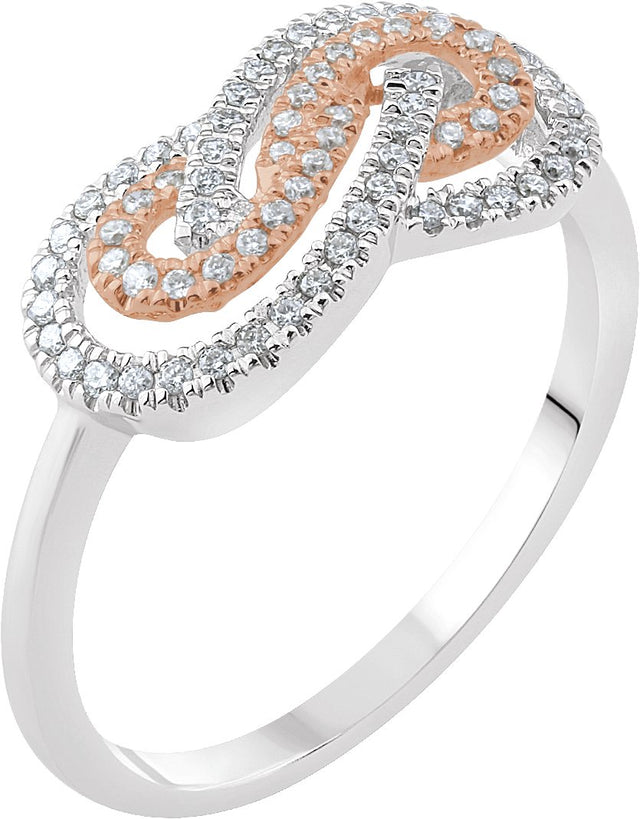 14K Gold Round Natural Diamond Infinity-Inspired Ring – 0.8mm Stones