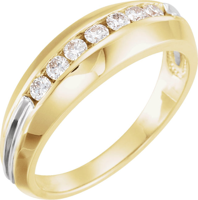 14K Gold Round Natural Diamond Seven-Stone Ring - Two-Tone