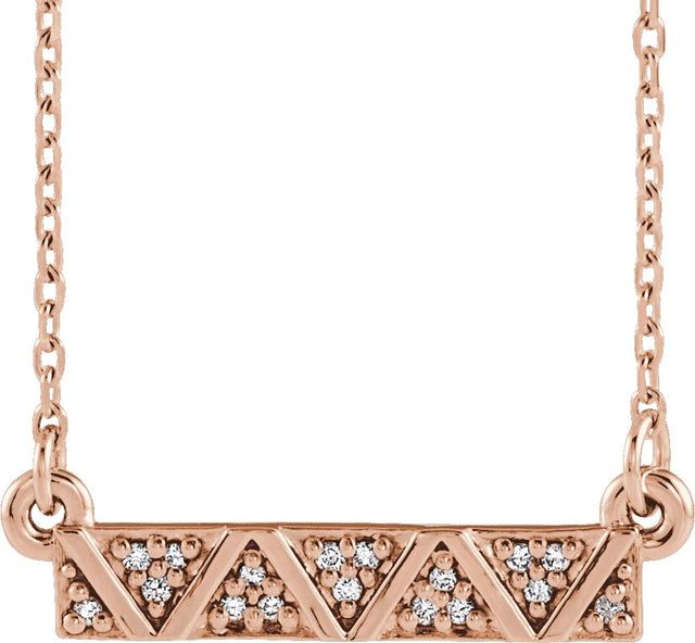 14K Gold Geometric Bar Necklace - Rose Gold