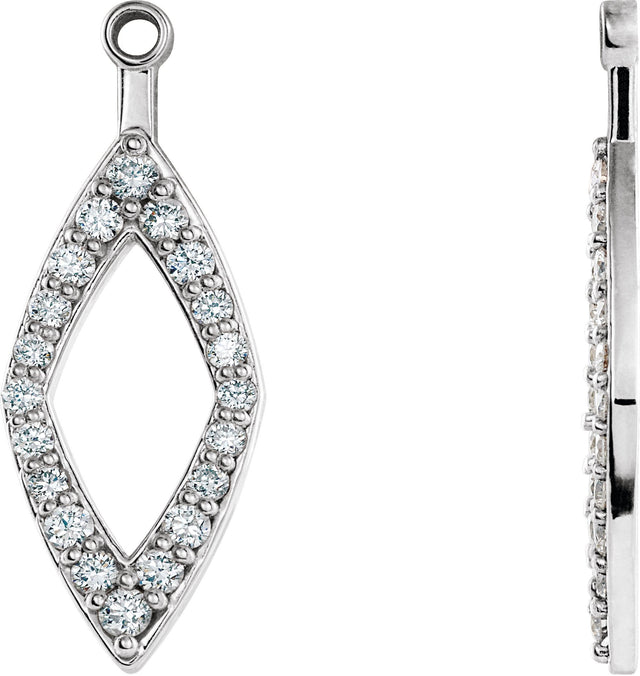 14K Gold Natural Diamond Geometric Earring Jackets III - White Gold