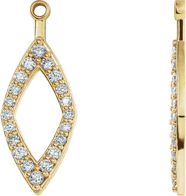 14K Gold Natural Diamond Geometric Earring Jackets III - Yellow Gold