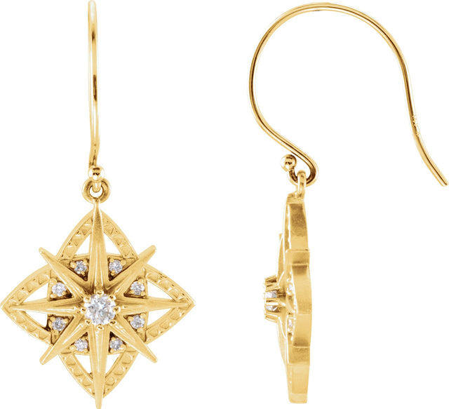 14K Gold Round Natural Diamond Vintage-Inspired Earrings II