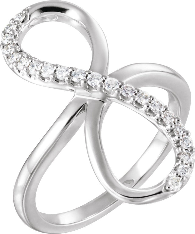 14K Gold Round Natural Diamond Infinity-Inspired Ring VII - White Gold