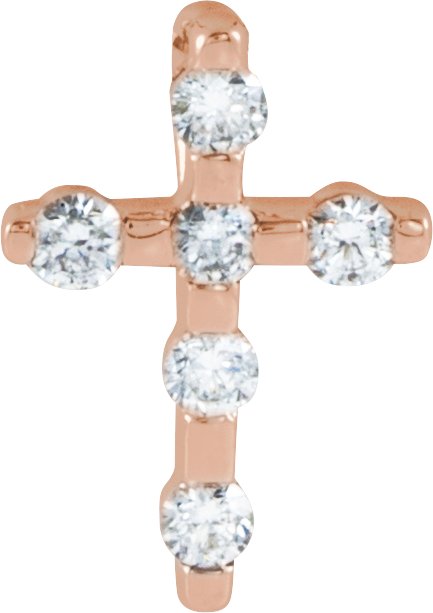 14K Gold Round Natural Diamond Accented Cross Necklace or Pendant – up to 0.08 CTW - Rose Gold