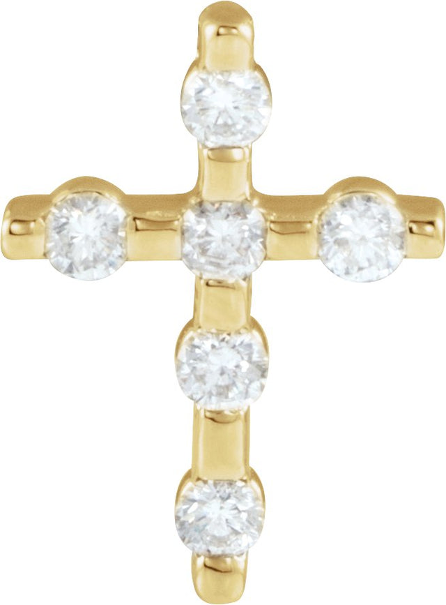 14K Gold Round Natural Diamond Accented Cross Necklace or Pendant – up to 0.08 CTW - Yellow Gold