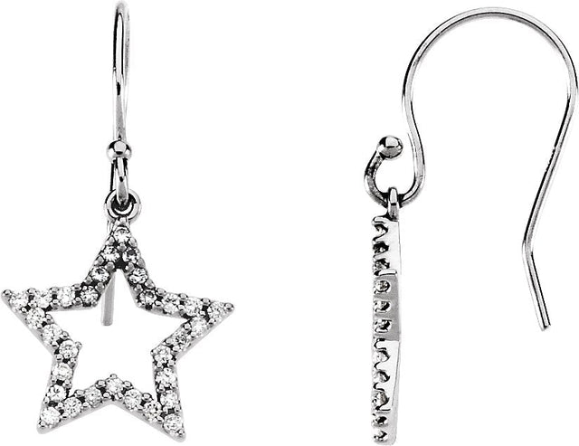 14K Gold Round Natural Diamond Accented Star Earrings