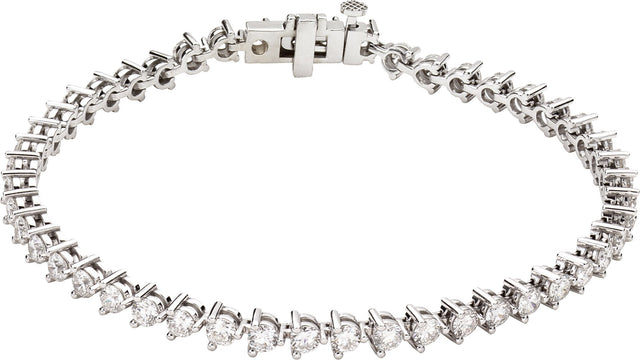 14K Gold Round Natural Diamond Line Bracelet XI - White Gold